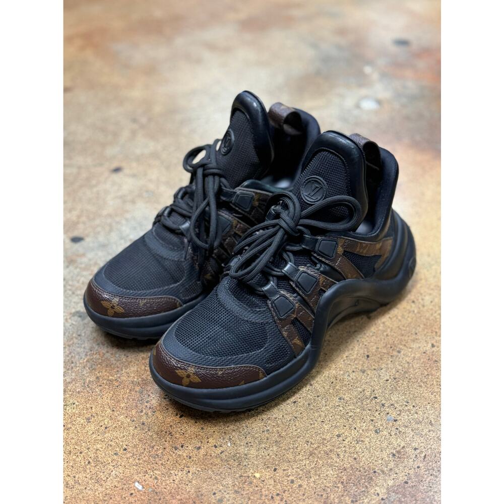 LOUIS VUITTON LV Sz. 38 Black Archlight Sneaker Monogram Lace Up Chunky Shoes - Picture 4 of 12